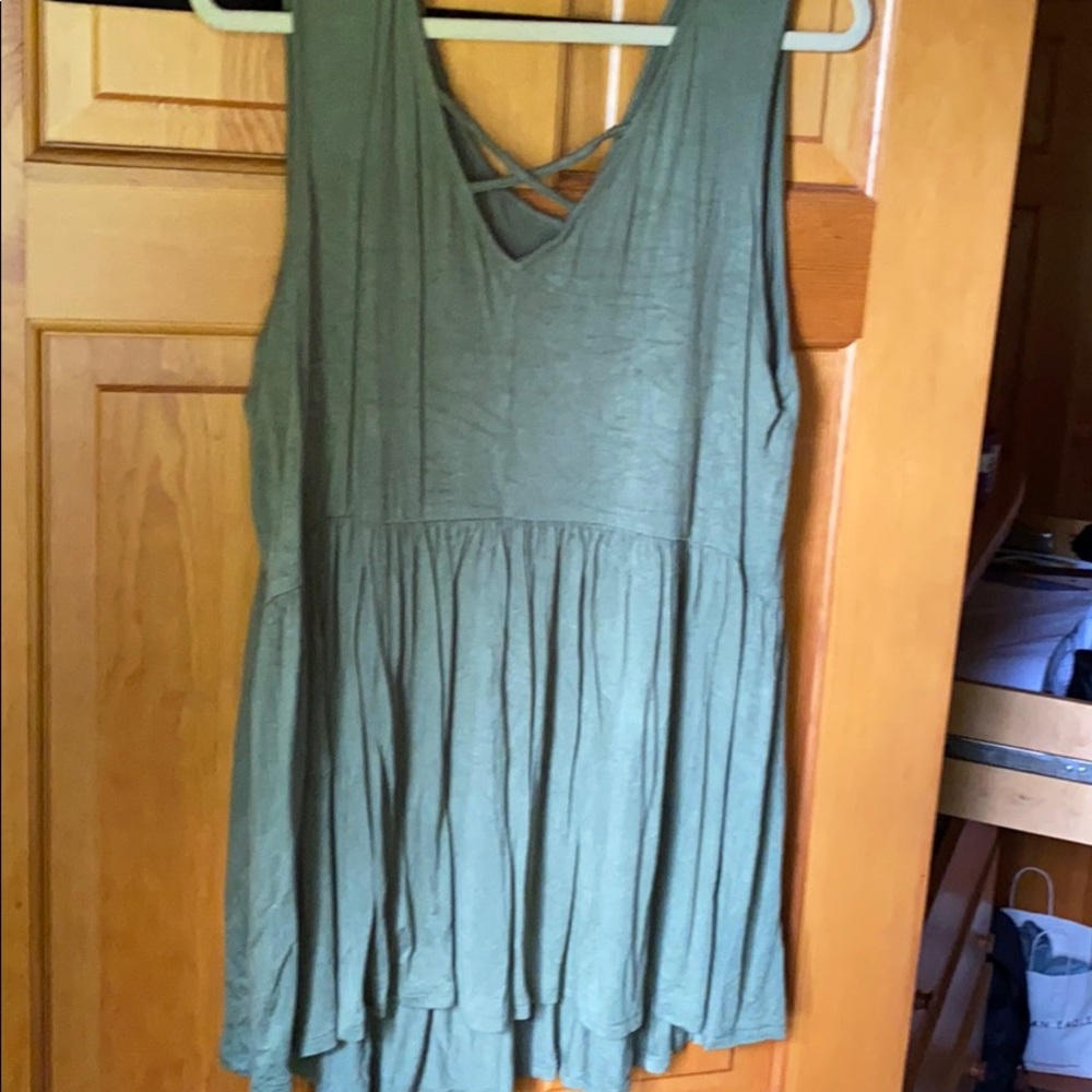 Army green flowy tank top